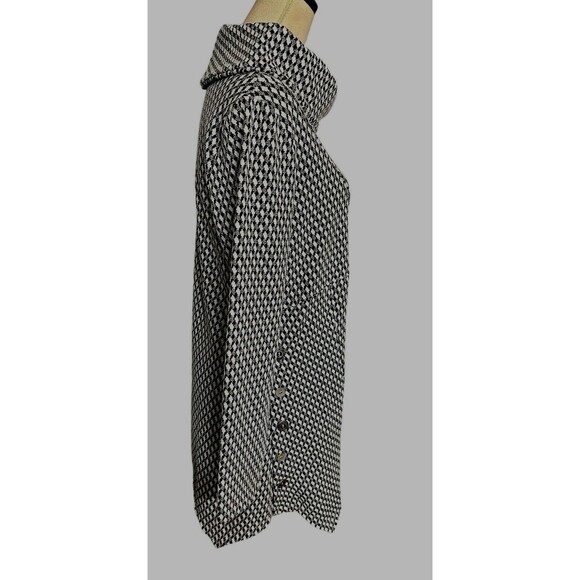 Peck & Peck Houndstooth Cowl Neck Black White Silver Button Shift Mini D… - Picture 7 of 9